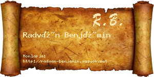 Radván Benjámin névjegykártya